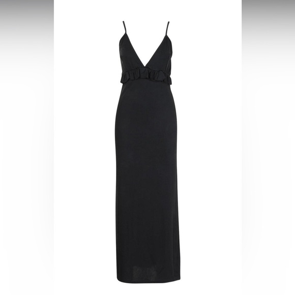 Boohoo Dresses & Skirts - BOOHOO Black Spaghetti Strap Maxi Dress With Ruffle Detailing Size: 14